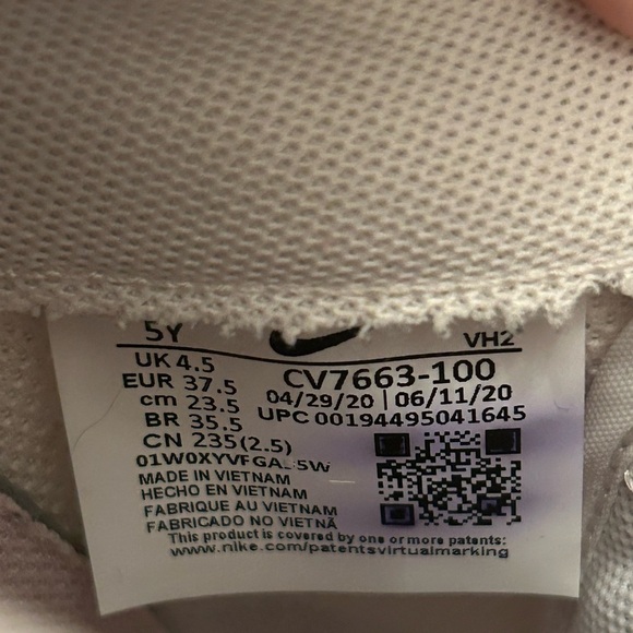 Nike Air Force 1 Low White Pink Foam Sneakers, US 5 Youth / EUR 37.5 - Picture 9 of 10